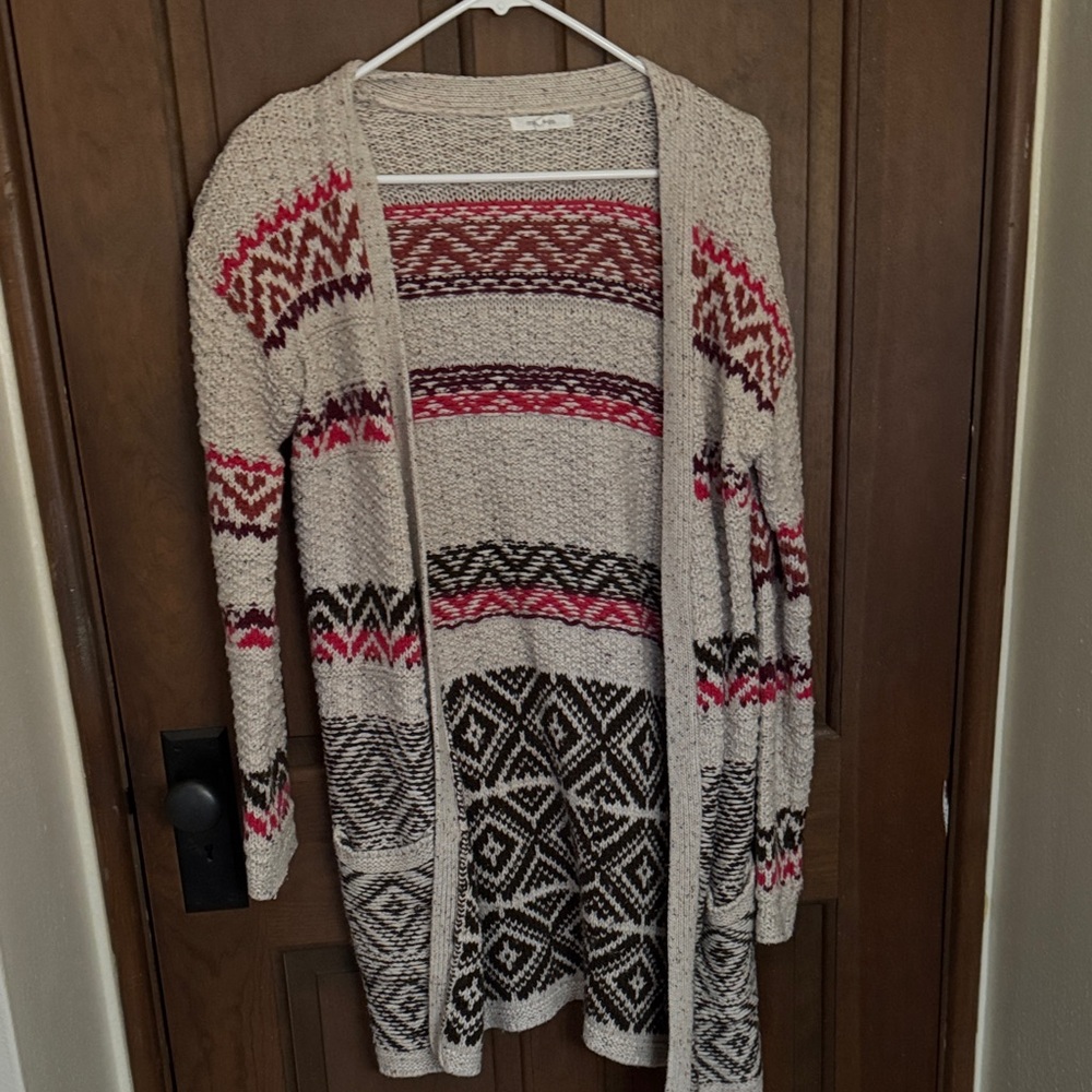Maurices Multicolor Knit Open Cardigan